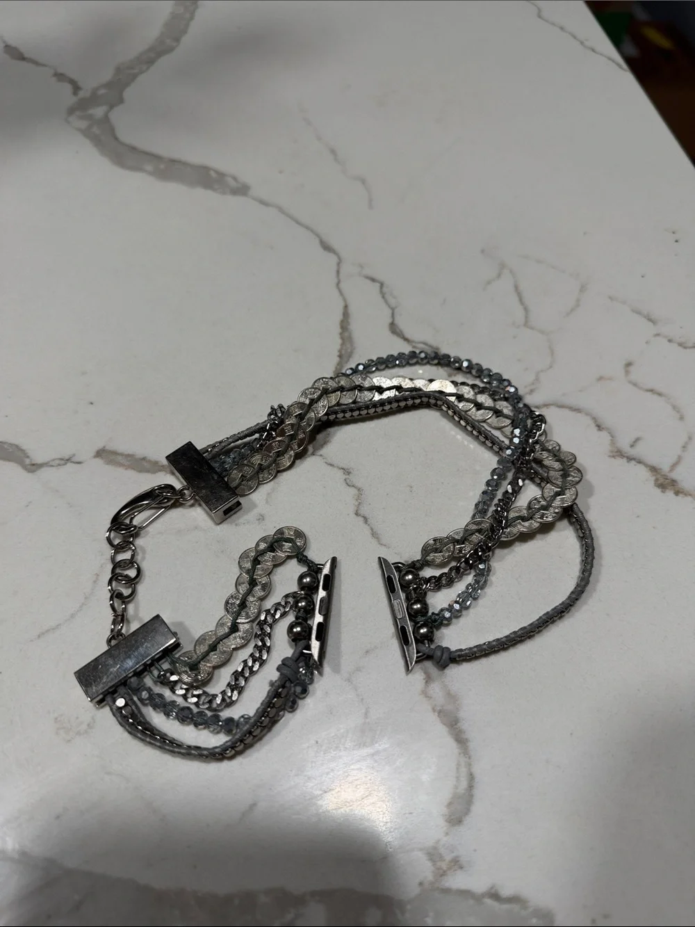 Multi- Strand Silver Gray Women's Bracelet